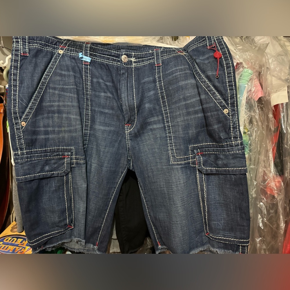 True Religion Blue Jean Cargo shorts
